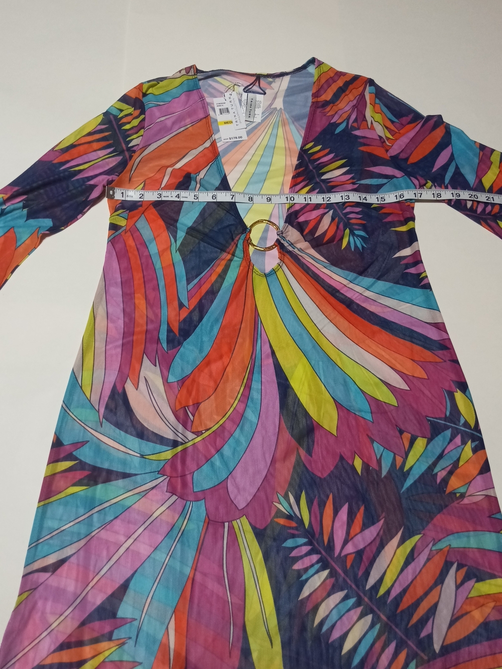 Trina Turk Paralia Multicolor Sheer Long-Sleeve Maxi Swim Cover-Up - Picture 4 of 11